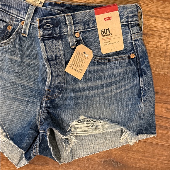 Levi's Women's Distressed Blue Jean Shorts - Picture 5 of 7